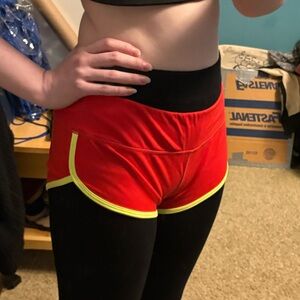 Bubblelime Neon Red and Yellow Athletic Shorts